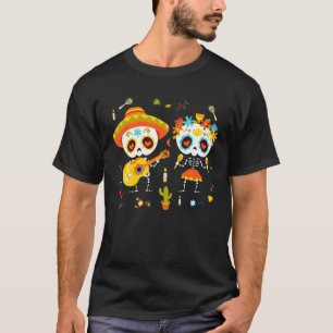 Dansend Skeleton Guitar Kind Baby Boy Girl Dia De T-shirt