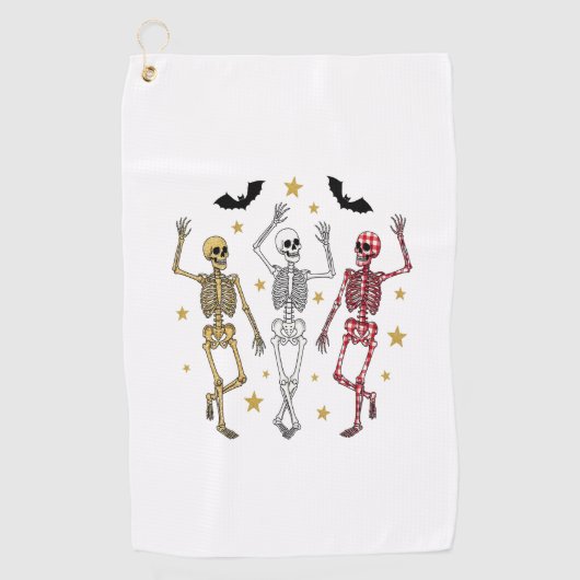 Dansend Skeleton Halloween Golfhanddoek (Voorkant)