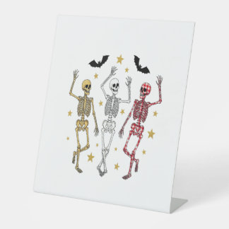 Dansend Skeleton Halloween Reclamebord Met Voetstuk