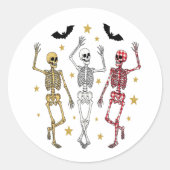 Dansend Skeleton Halloween Ronde Sticker (Voorkant)