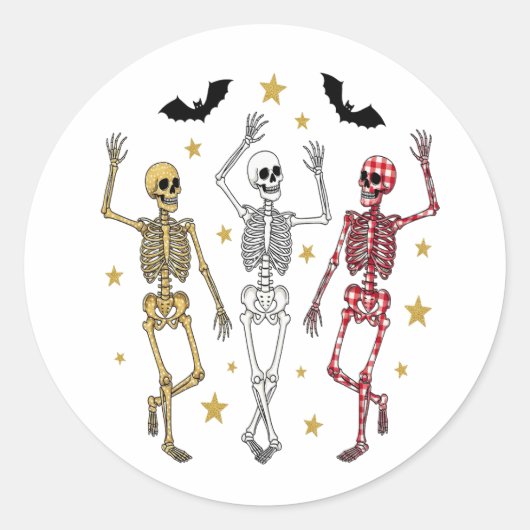 Dansend Skeleton Halloween Ronde Sticker (Voorkant)