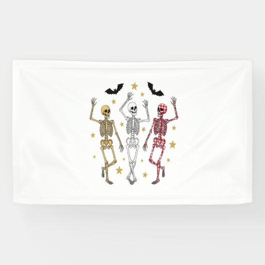 Dansend Skeleton Halloween Spandoek (Horizontaal)