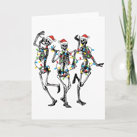 Dansend Skeleton Kerstmis Feestdagen Kaart (Voorkant)