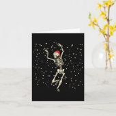 Dansend Skeleton Kerstmis Kaart (Gele Bloem)