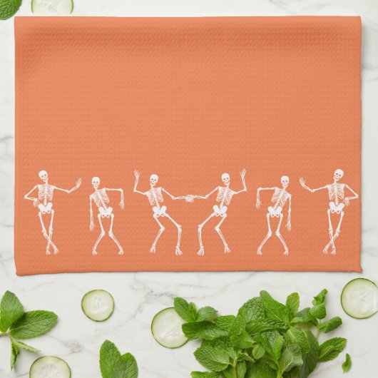 Dansend Skeleton Kitchen Towel (Oranje) Theedoek (Gevouwen)