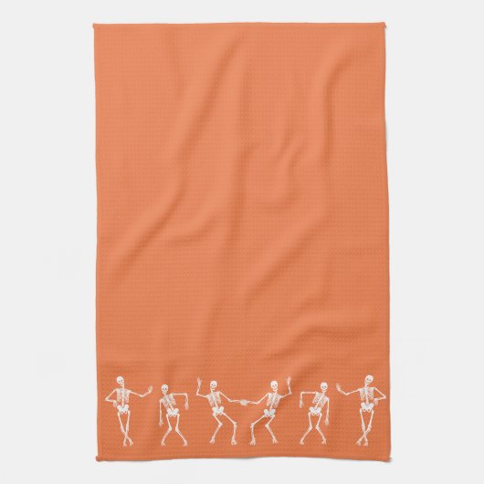 Dansend Skeleton Kitchen Towel (Oranje) Theedoek (Verticaal)