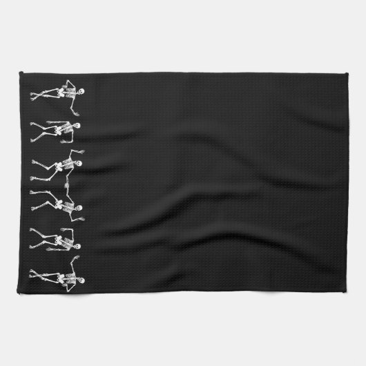 Dansend Skeleton Kitchen Towel (zwart) Theedoek (Horizontaal)