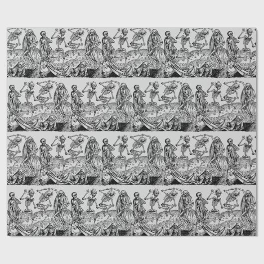 Dansend Skeletons Black Death Gothic Cadeaupapier (Vlak)