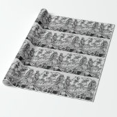 Dansend Skeletons Black Death Gothic Cadeaupapier (Uitgerold)