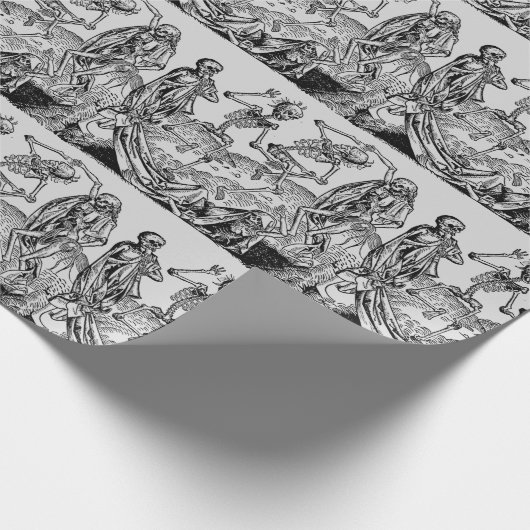 Dansend Skeletons Black Death Gothic Cadeaupapier (Hoek)