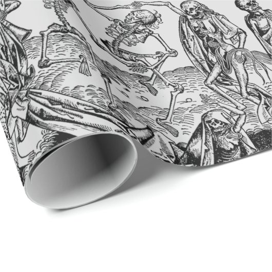 Dansend Skeletons Black Death Gothic Cadeaupapier (Rol Hoek)