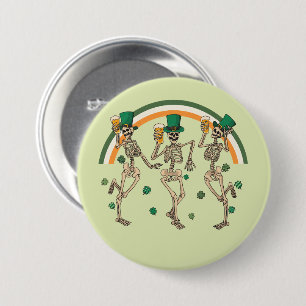 Dansend Skeletons St Patrick Ronde Button 7,6 Cm