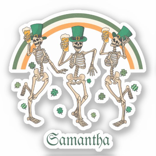 Dansend Skeletons St Patrick Sticker (Voorkant)