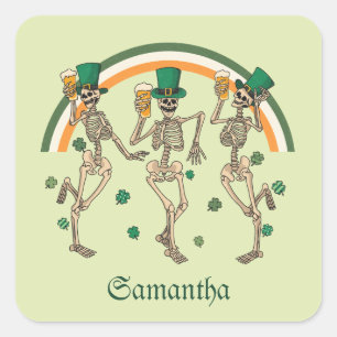 Dansend Skeletons St Patrick Vierkante Sticker