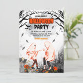 Dansend spookkoppel Halloween-feest Kaart (Staand voorkant)