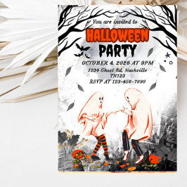 Dansend spookkoppel Halloween-feest Kaart