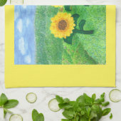 Dansend Sunbloemen Kitchen Towel Yellow Theedoek (Gevouwen)
