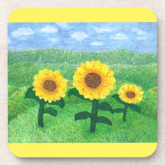 Dansend Sunflower Onderzetter Set (Voorkant)