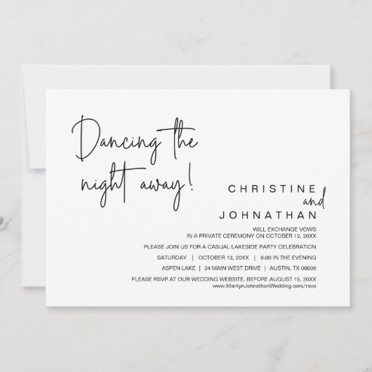 Dansend the Night Away, Wedding Elopement Party Kaart (Voorkant)