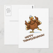 Dansend Turkey Celebrate Thanksgivukkah Briefkaart (Voorkant / Achterkant)