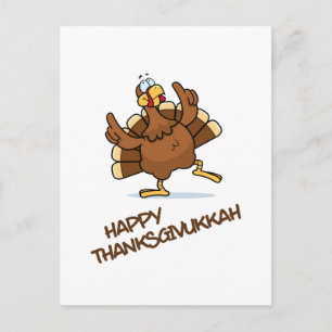 Dansend Turkey Celebrate Thanksgivukkah Briefkaart