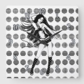 dansend vriendin vierkante klok (Voorkant)