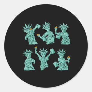 Dansend Vrijheidsbeeld 4 juli USA Boys Gir Ronde Sticker