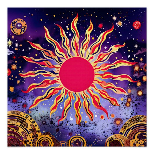 “Dansend Vuur van de Kosmos” De Zon Perfect Poster (Voorkant)