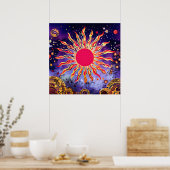 “Dansend Vuur van de Kosmos” De Zon Poster (Keuken)