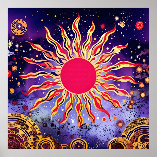 “Dansend Vuur van de Kosmos” De Zon Poster (Voorkant)