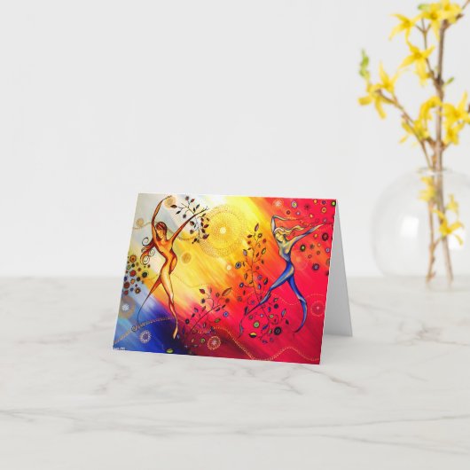 "Dansend" wenskaart door CatherineHayesArt Kaart (Gele Bloem)