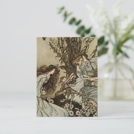 "Dansend with the Fairies" van Arthur Rackham Briefkaart (Staand voorkant)