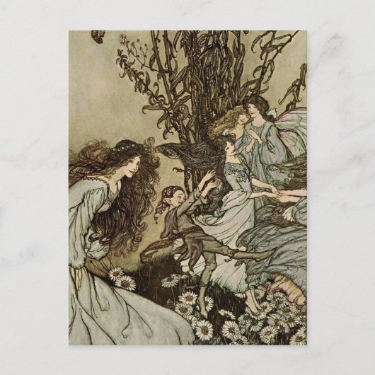 "Dansend with the Fairies" van Arthur Rackham Briefkaart (Voorkant)