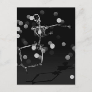 Dansend X-Ray Skeleton - zwart-wit Briefkaart