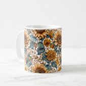 Dansend Zonnebloem Patronenontwerp Koffiemok (Voorkant links)