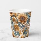 Dansend Zonnebloem Patronenontwerp Papieren Bekers (Voorkant)
