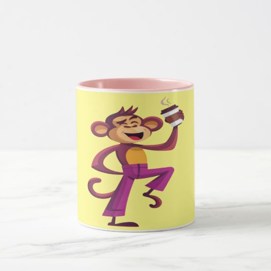 Dansende aap met koffie | Grappig dier Mok (Midden)