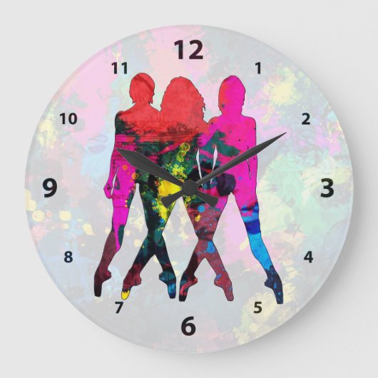 Dansende Abstracte Colour Clock Grote Klok (Voorkant)