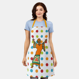 Dansende Afrikaanse vrouw op Polka Dots Schort