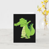 Dansende Alligator Gift Funny Dabbing Alligator Kaart (Gele Bloem)