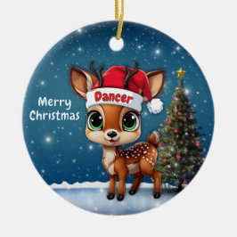 Dansende babyhert, jong hert, hinde, rendier🦌 🎄 keramisch ornament
