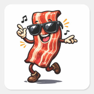 Dansende Bacon Vierkante Sticker