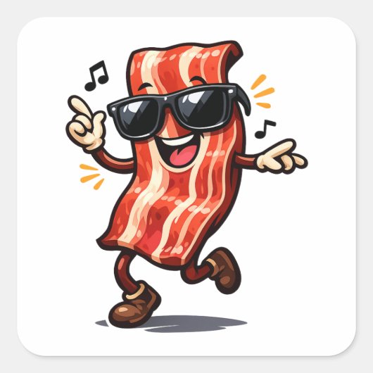 Dansende Bacon Vierkante Sticker (Voorkant)