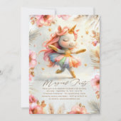Dansende Ballerina Eenhoorn Verjaardag Uitnodiging (Voorkant)