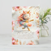 Dansende Ballerina Eenhoorn Verjaardag Uitnodiging (Staand voorkant)