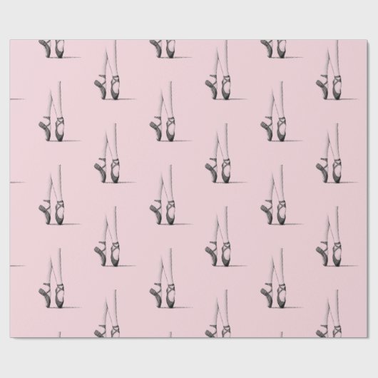 Dansende Ballerina Feet on Pink Cadeaupapier (Vlak)