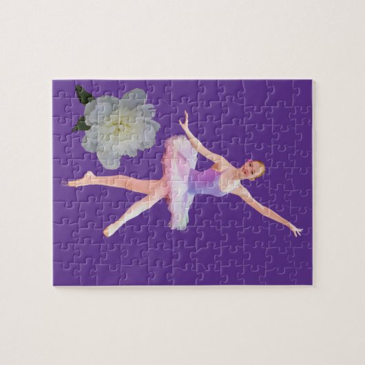 dansende ballerina in Paars en wit Legpuzzel (Horizontaal)