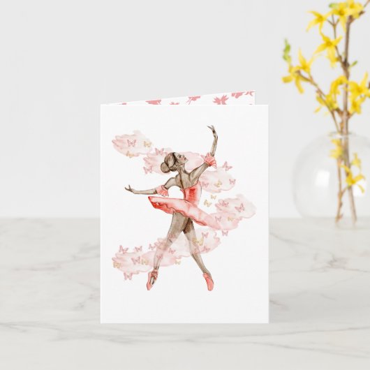 Dansende ballerina met vlinder. kaart (Gele Bloem)