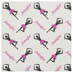 Dansende ballerina roze met naam gepersonaliseerd stof