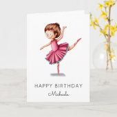 Dansende Ballerina Roze Tutu Meisje Verjaardag Kaart (Gele Bloem)